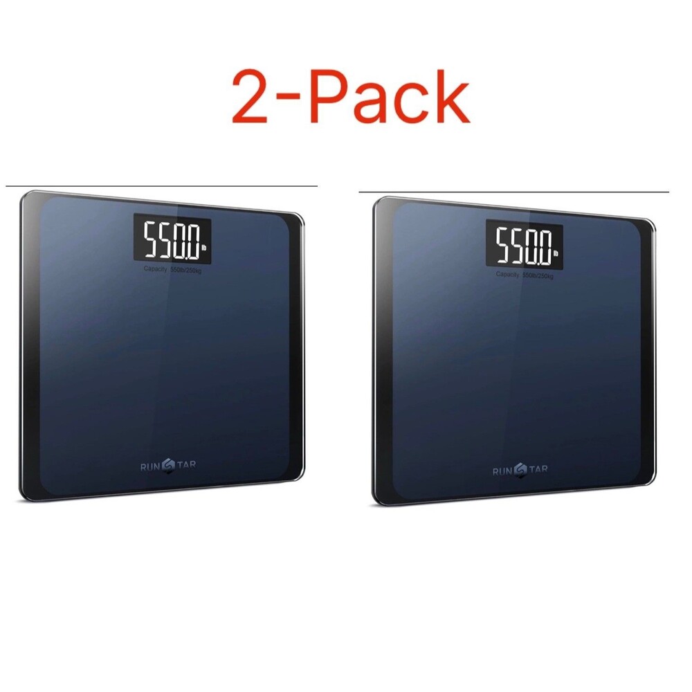 2-Pack RunStar 550lb Bathroom Digital Scale LARGE LCD Body Weight Black